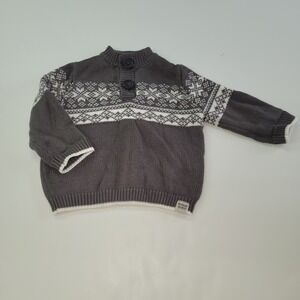 Rugged Butts Knit Sweater Gray Mock Neck Snowflake Baby 6-12‎ Months Fairisle